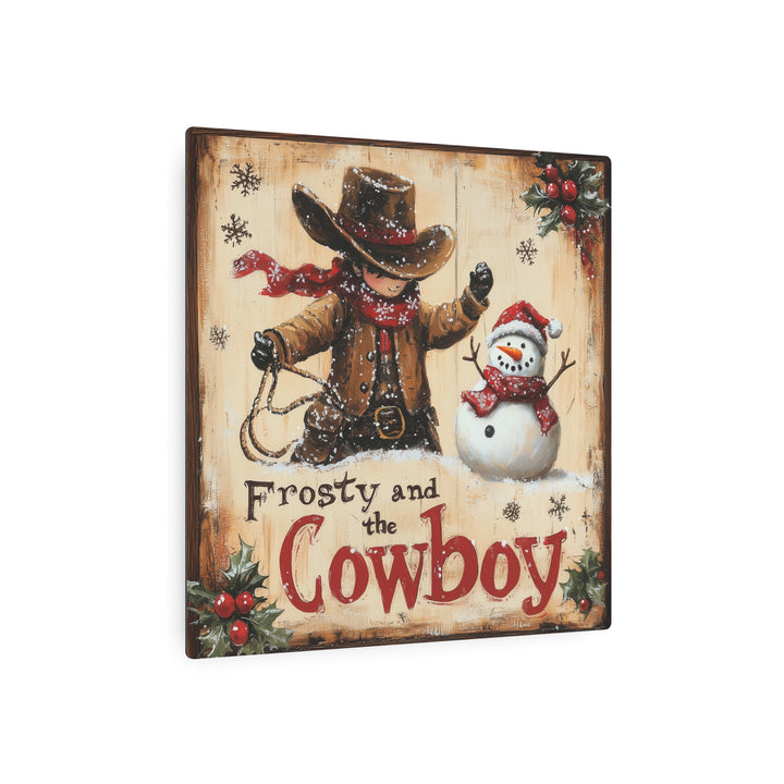 Frosty and the Cowboy | Holiday Metal Sign - Texas Cowboy Creations