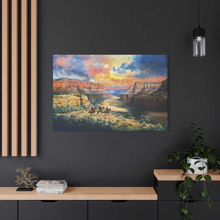 Riders Beneath the Painted Sky | Horizontal Canvas - Texas Cowboy Creations