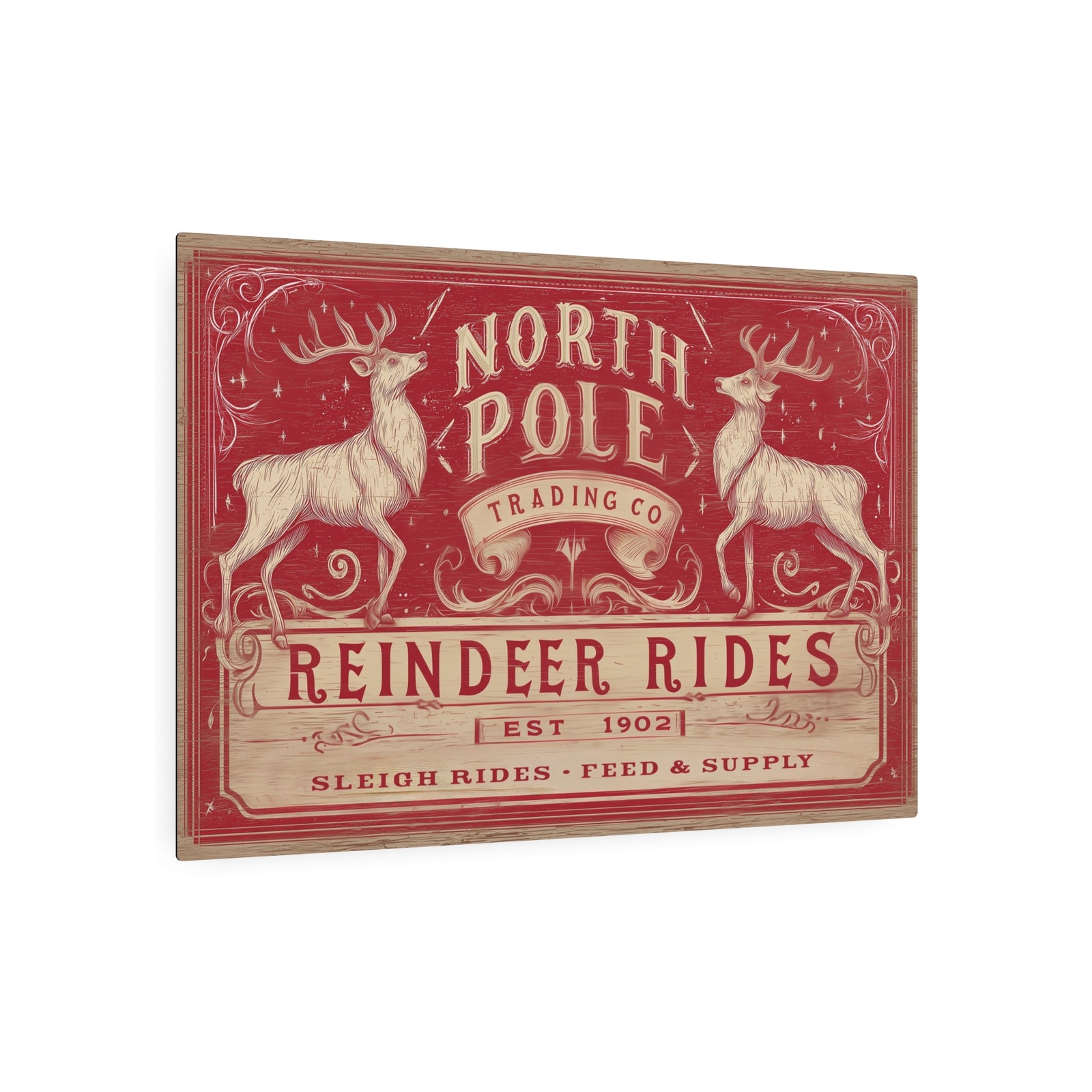 North Pole Trading Co. – Reindeer Rides | Holiday Metal Sign correct - Texas Cowboy Creations