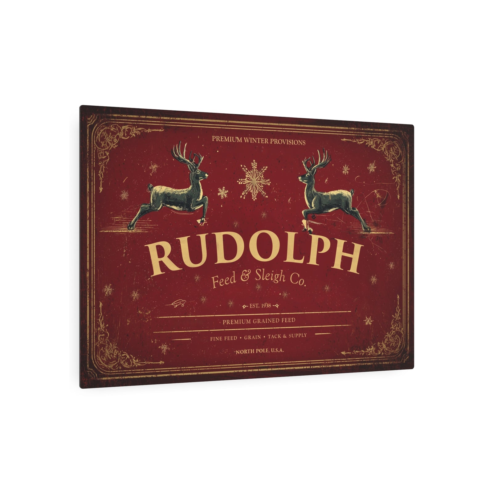Rudolph Feed & Sleigh Co. | Holiday Metal Sign correct - Texas Cowboy Creations