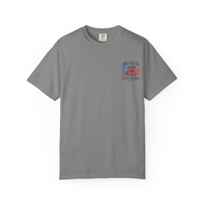 Boil & Ride On - Custom Crawfish Boil T-Shirt | Personalized Event Tee - Unisex T-Shirt - Texas Cowboy Creations