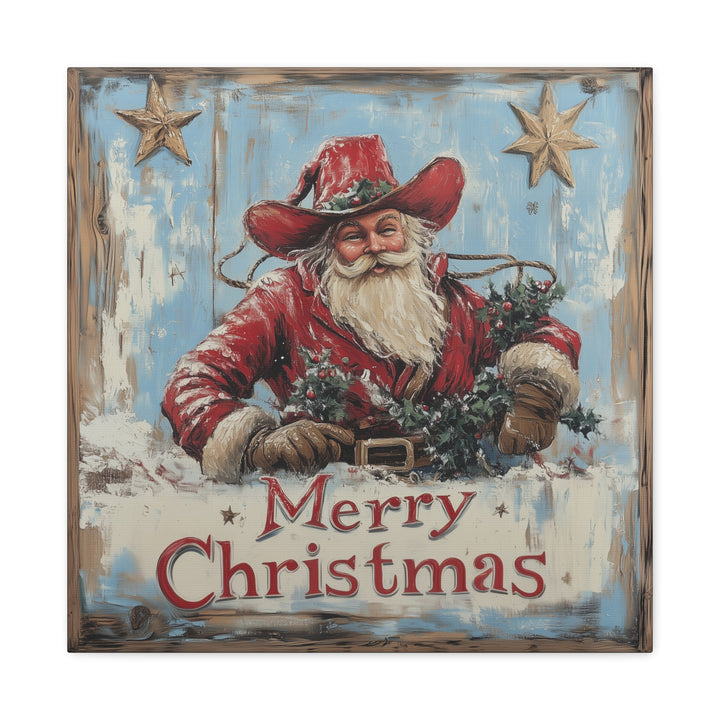 Cowboy Claus Merry Christmas Canvas - Texas Cowboy Creations