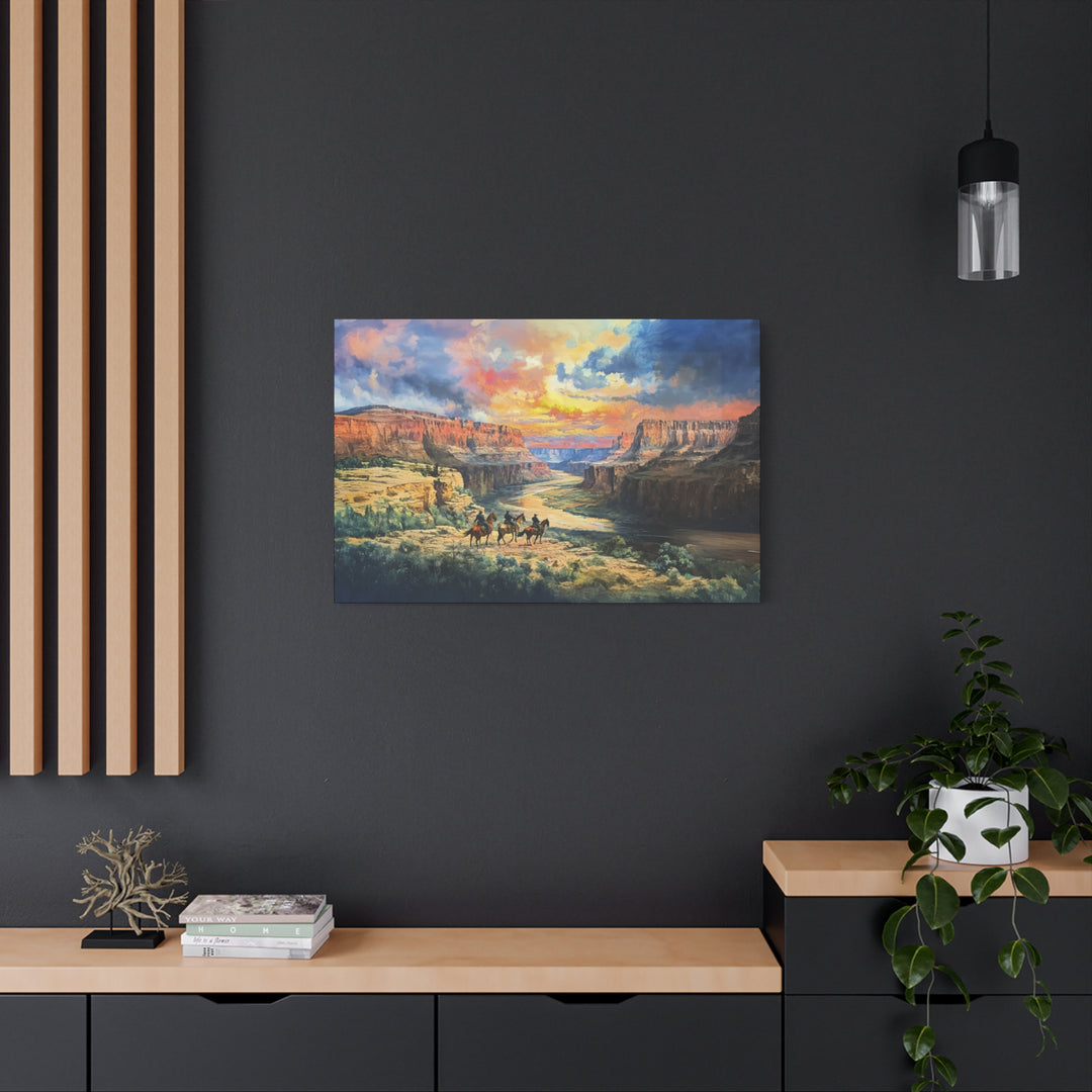 Riders Beneath the Painted Sky | Horizontal Canvas - Texas Cowboy Creations