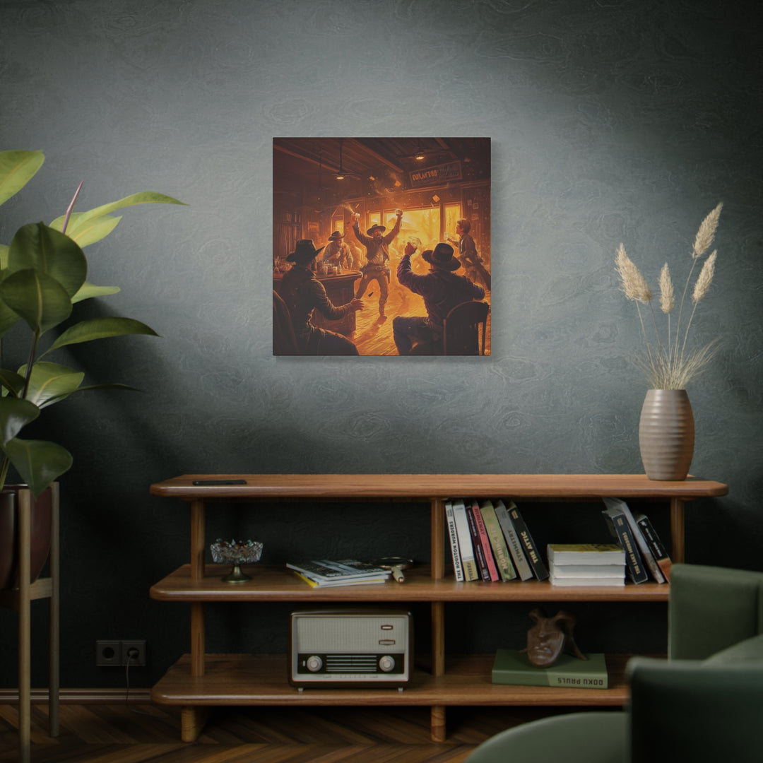 Last Round at Sundown - Square Canvas - Texas Cowboy Creations