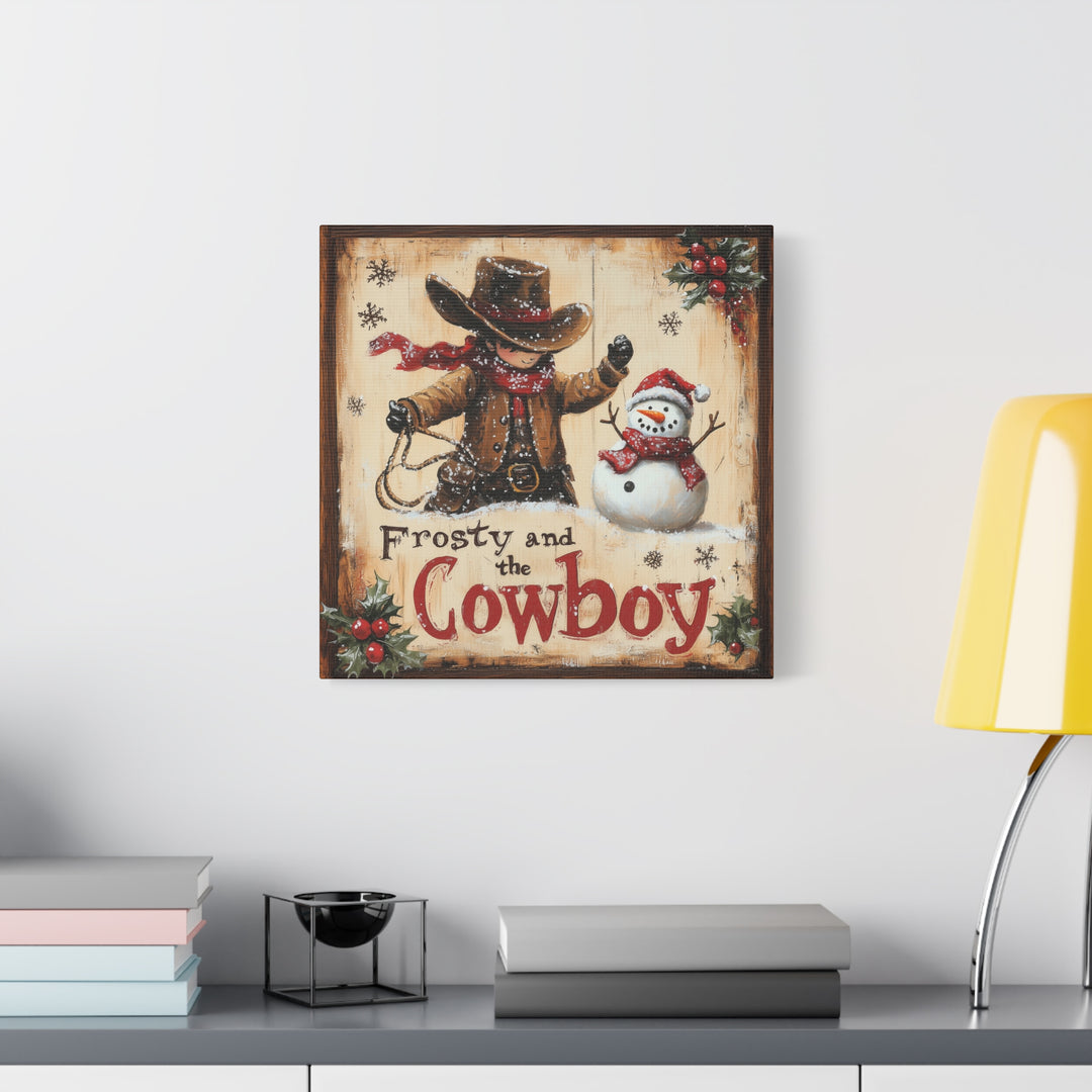 Frosty and the Cowboy  Canvas - Texas Cowboy Creations