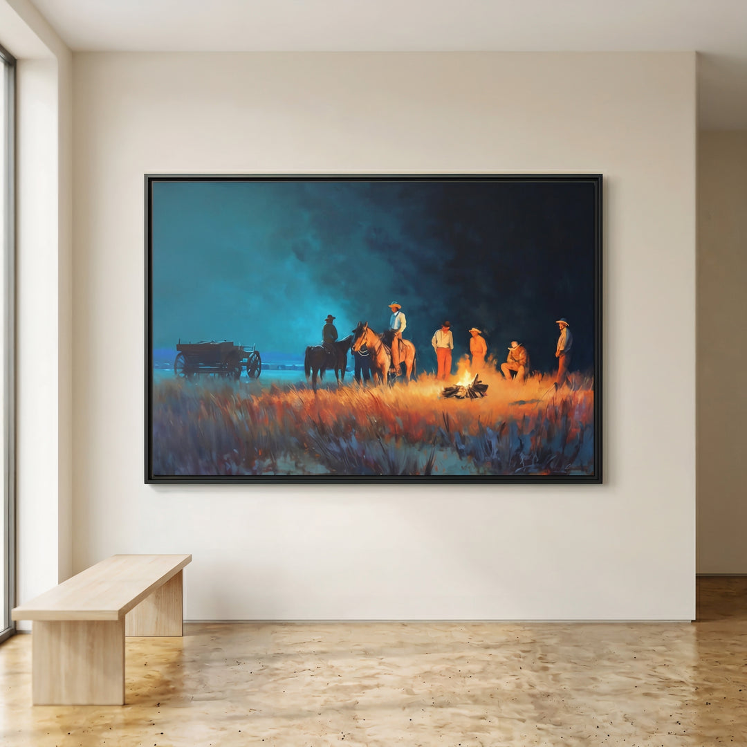 Fires of the Frontier | Framed Canvas - Canvas - Texas Cowboy Creations