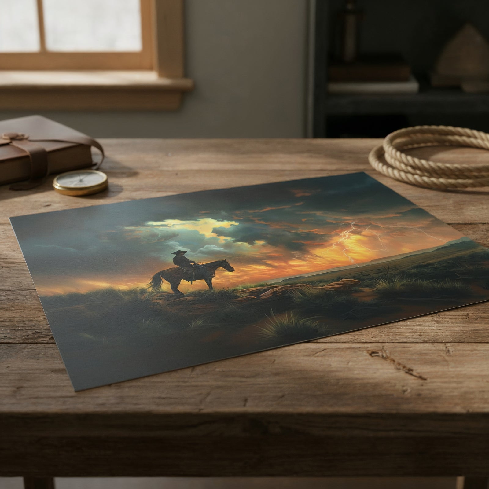 Cowboy’s Sunset Storm | Fine Art Print - Poster - Texas Cowboy Creations