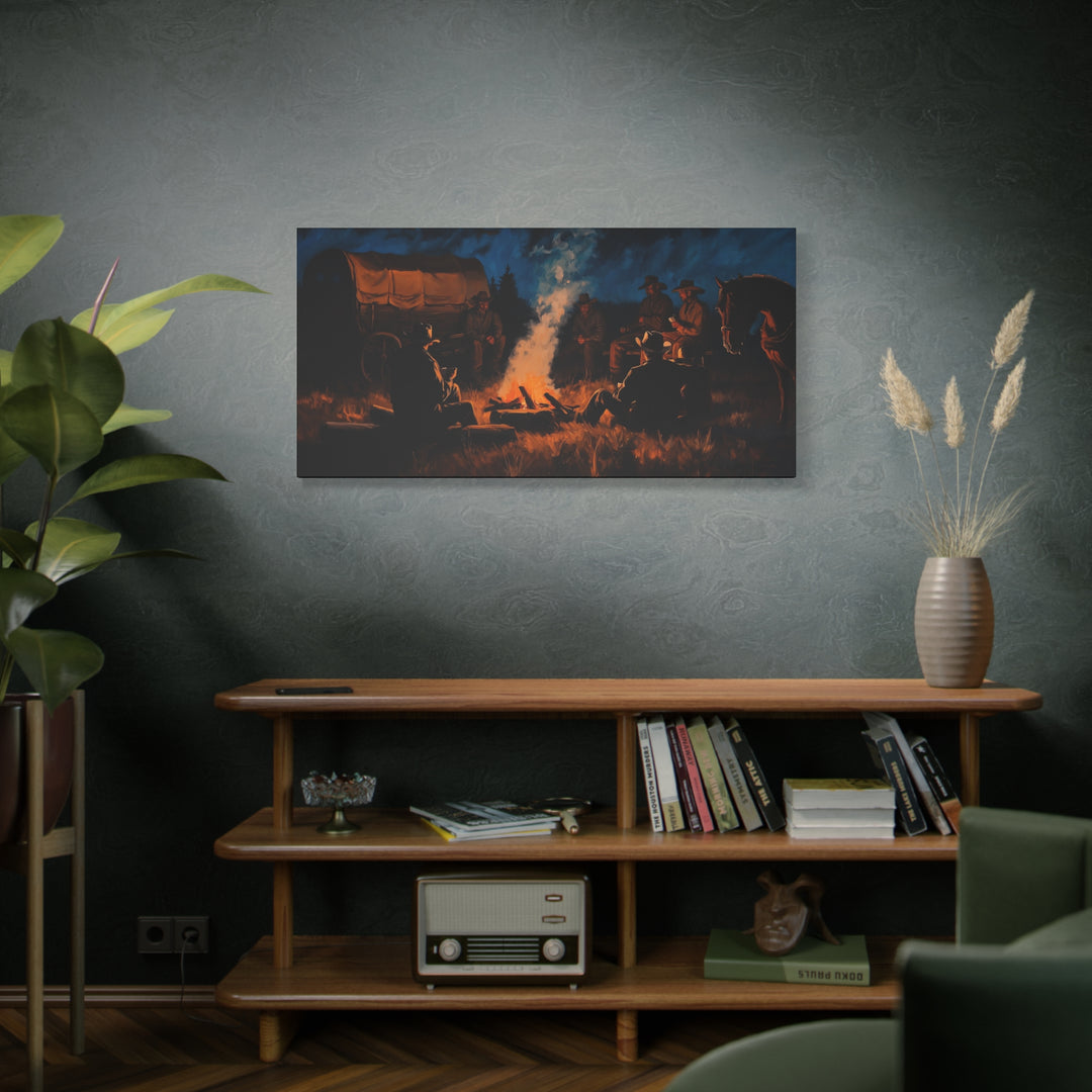 Campfire Tales - A Cowboy’s Night - Horizontal Canvas - Texas Cowboy Creations