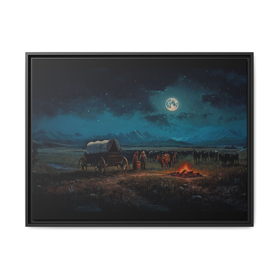 Under the Moonlit Prairie Sky | Framed Horizontal - Texas Cowboy Creations