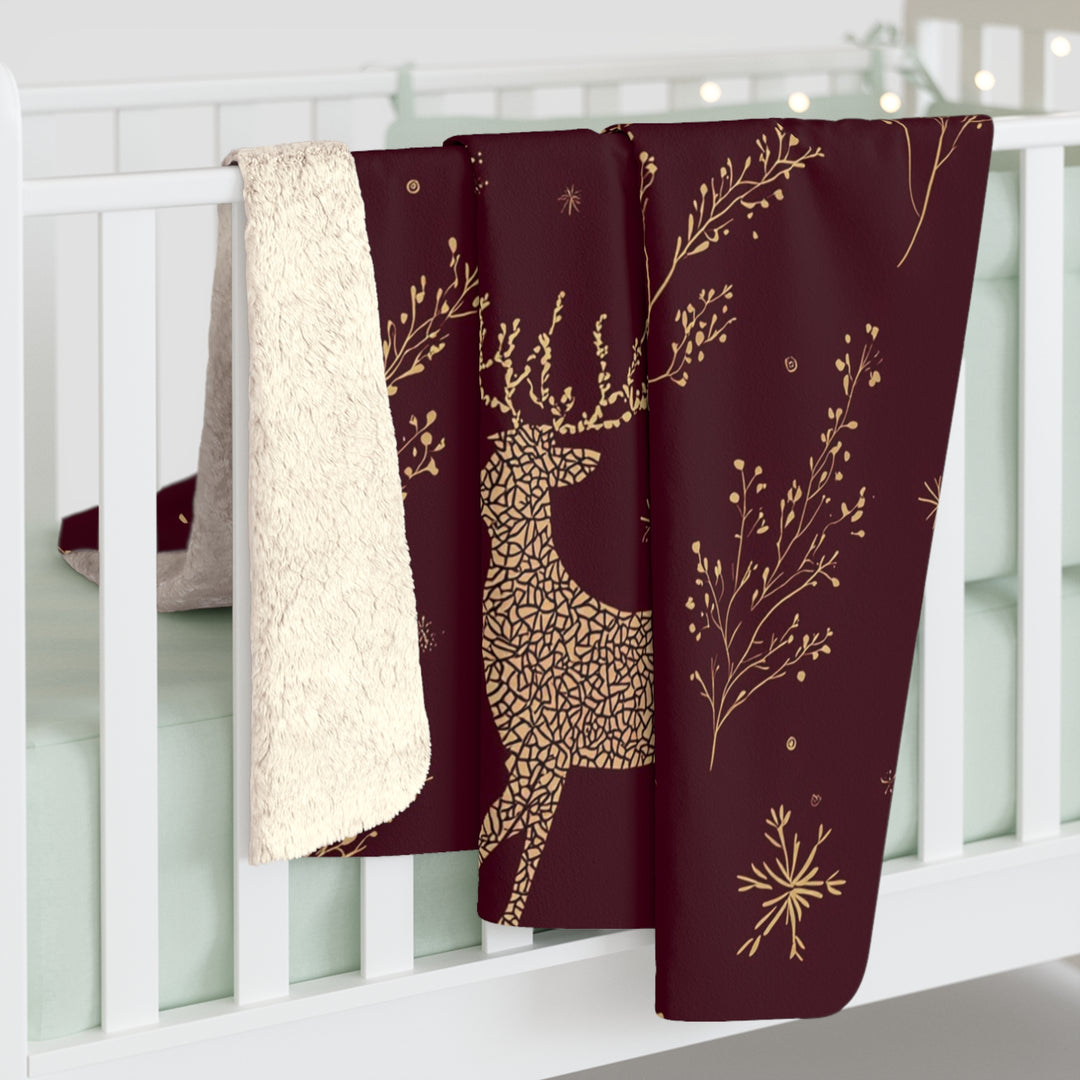 Frosted Reindeer Throw Sherpa Blanket