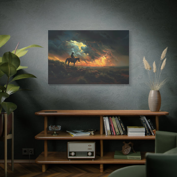 Cowboy’s Sunset Storm horizontal canvas - Texas Cowboy Creations
