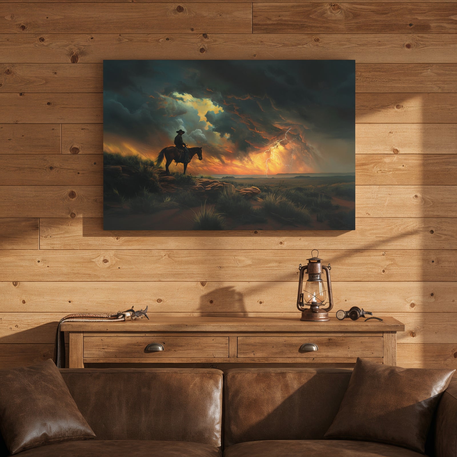 Cowboy’s Sunset Storm - Canvas - Texas Cowboy Creations