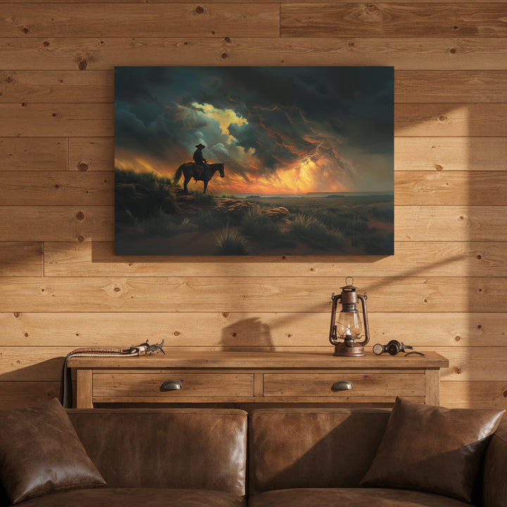 Cowboy’s Sunset Storm - Canvas - Texas Cowboy Creations