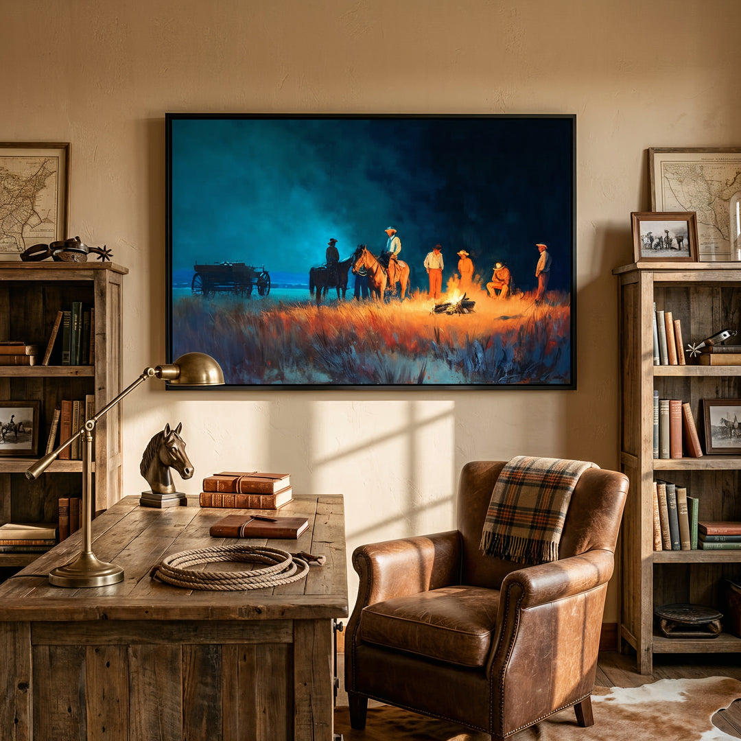 Fires of the Frontier | Framed Canvas - Canvas - Texas Cowboy Creations