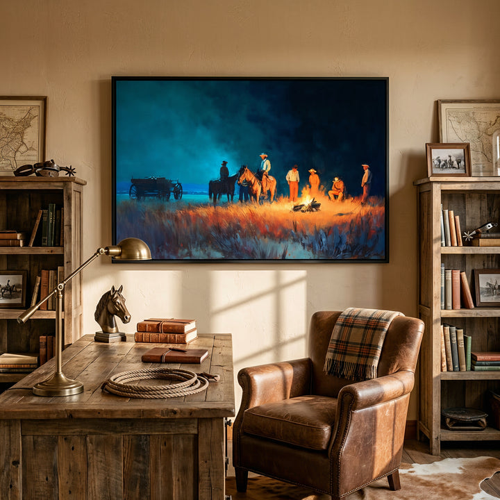 Fires of the Frontier | Framed Canvas - Canvas - Texas Cowboy Creations