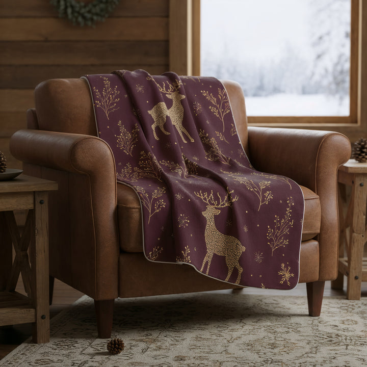 Frosted Reindeer Throw Sherpa Blanket - Home Decor - Texas Cowboy Creations