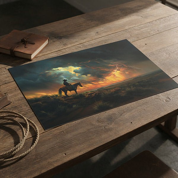 Cowboy’s Sunset Storm | Fine Art Print - Poster - Texas Cowboy Creations
