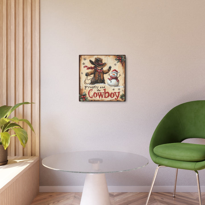 Frosty and the Cowboy | Holiday Metal Sign - Texas Cowboy Creations