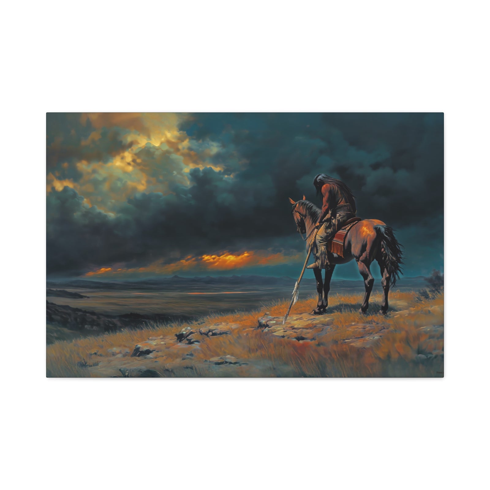 Warrior of the Dying Sun - Horizontal Canvas - Texas Cowboy Creations