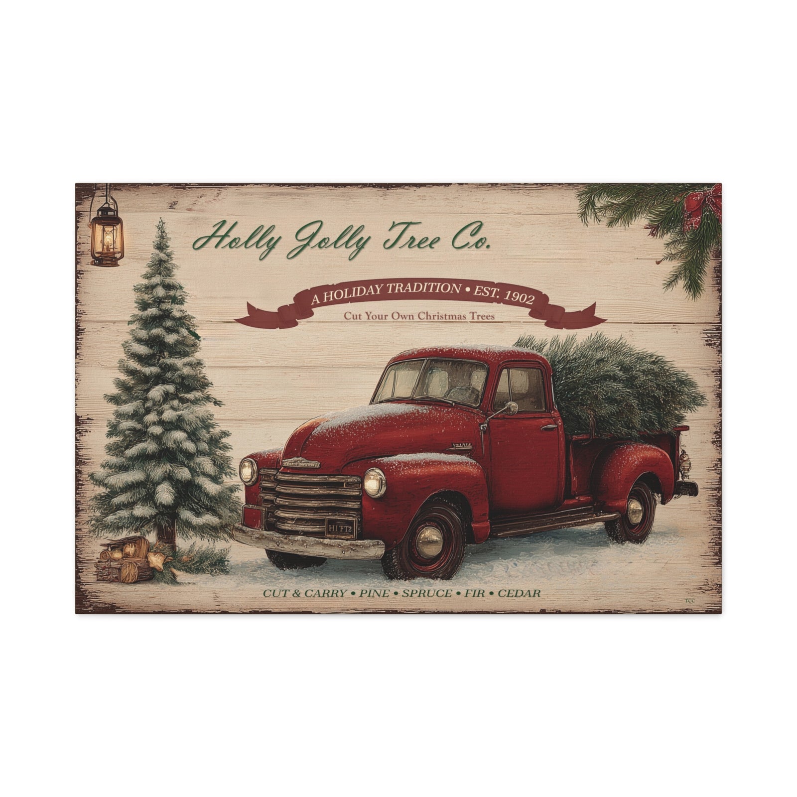 Holly Jolly Tree Co. | Holiday Canvas - Texas Cowboy Creations