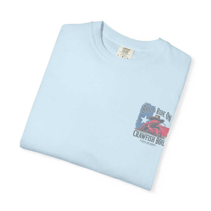 Boil & Ride On - Custom Crawfish Boil T-Shirt | Personalized Event Tee - Unisex T-Shirt - Texas Cowboy Creations