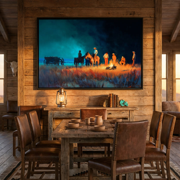 Fires of the Frontier | Framed Canvas - Canvas - Texas Cowboy Creations