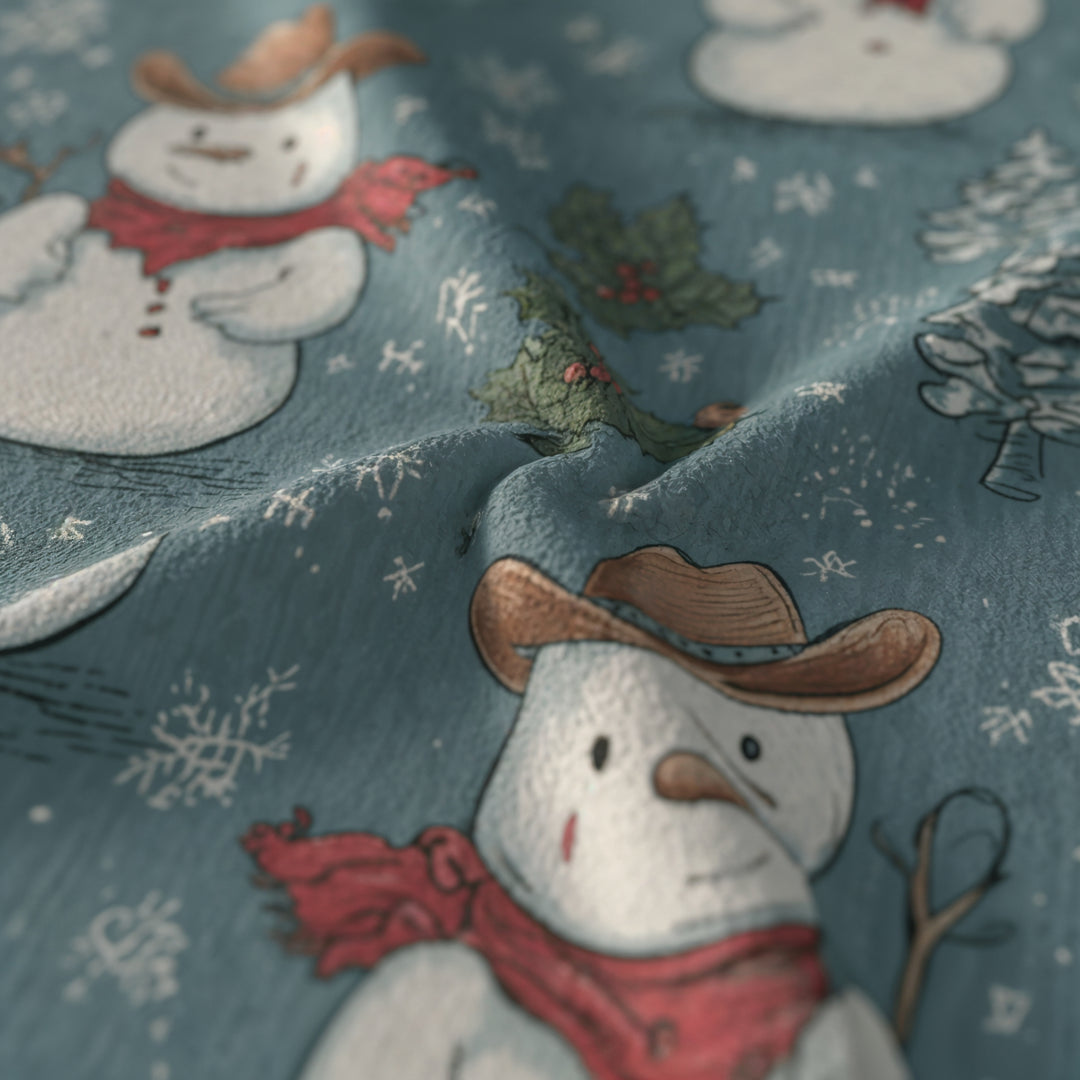 Cowboy Snowman Sherpa Fleece — Cozy Western Christmas Throw - Home Decor - Texas Cowboy Creations