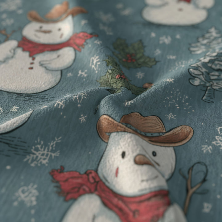 Cowboy Snowman Sherpa Fleece — Cozy Western Christmas Throw - Home Decor - Texas Cowboy Creations