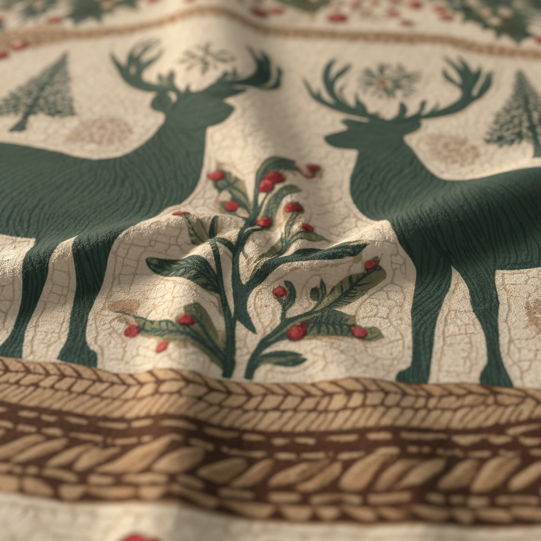 Sherpa Blanket — Rustic Reindeer &amp; Wreath Holiday Throw - Home Decor - Texas Cowboy Creations
