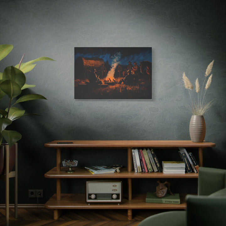 Campfire Tales - A Cowboy’s Night - Horizontal Canvas - Texas Cowboy Creations