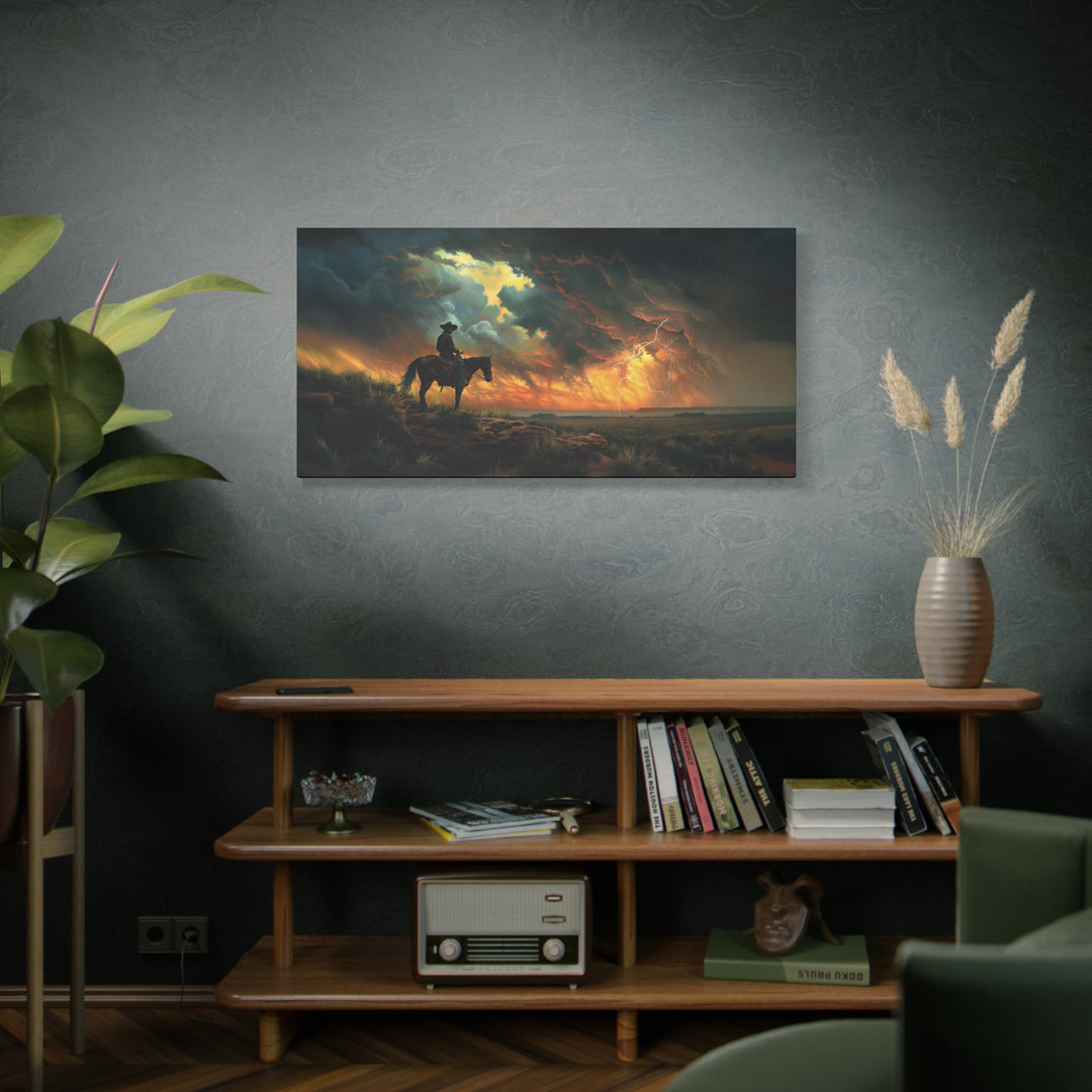 Cowboy’s Sunset Storm Horizontal Canvas - Texas Cowboy Creations
