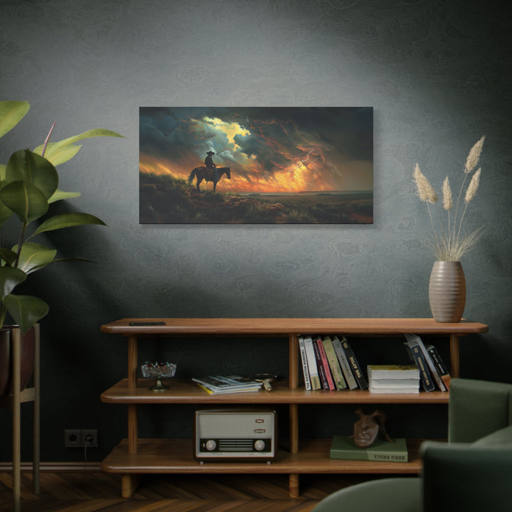 Cowboy’s Sunset Storm Horizontal Canvas - Texas Cowboy Creations