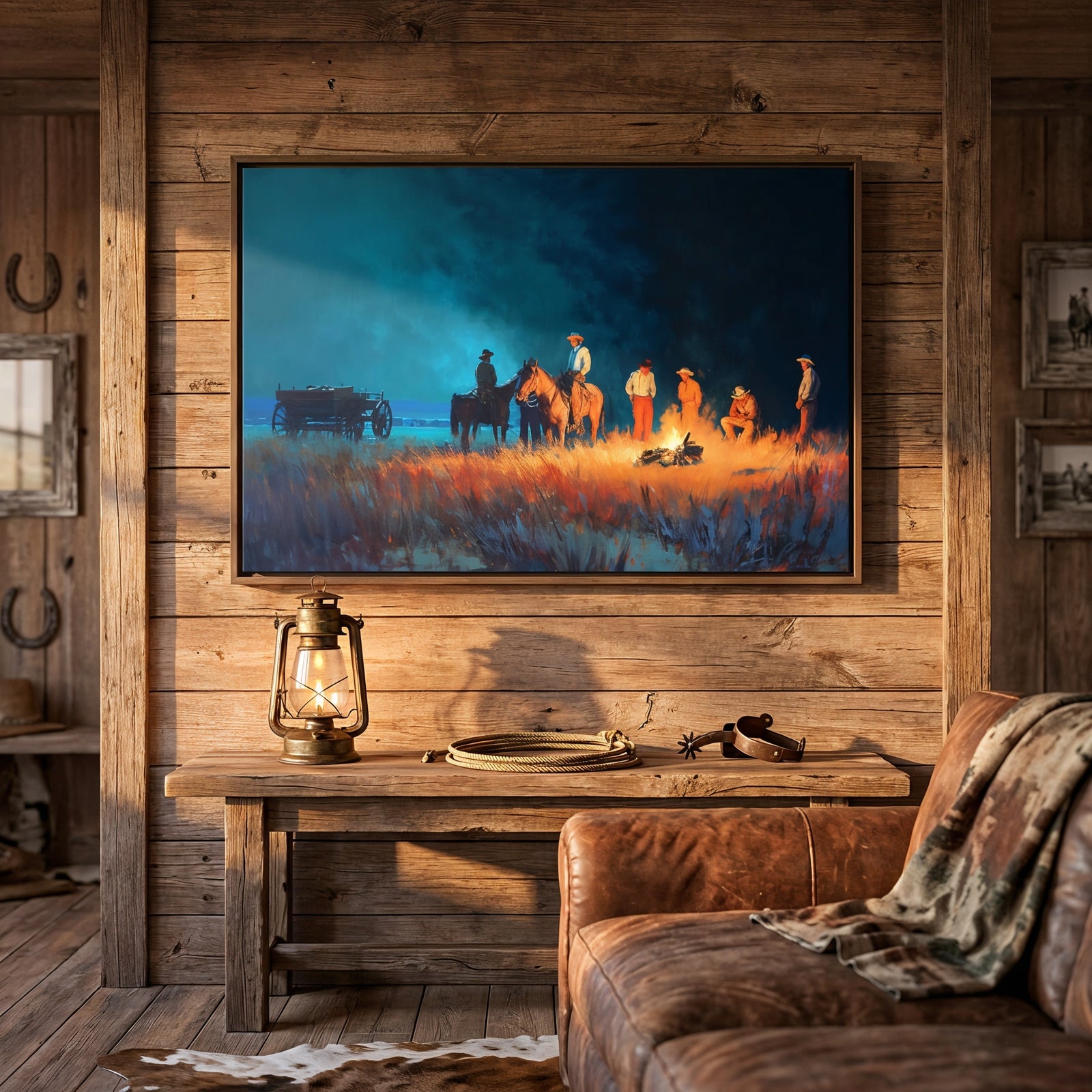 Fires of the Frontier | Framed Canvas - Canvas - Texas Cowboy Creations