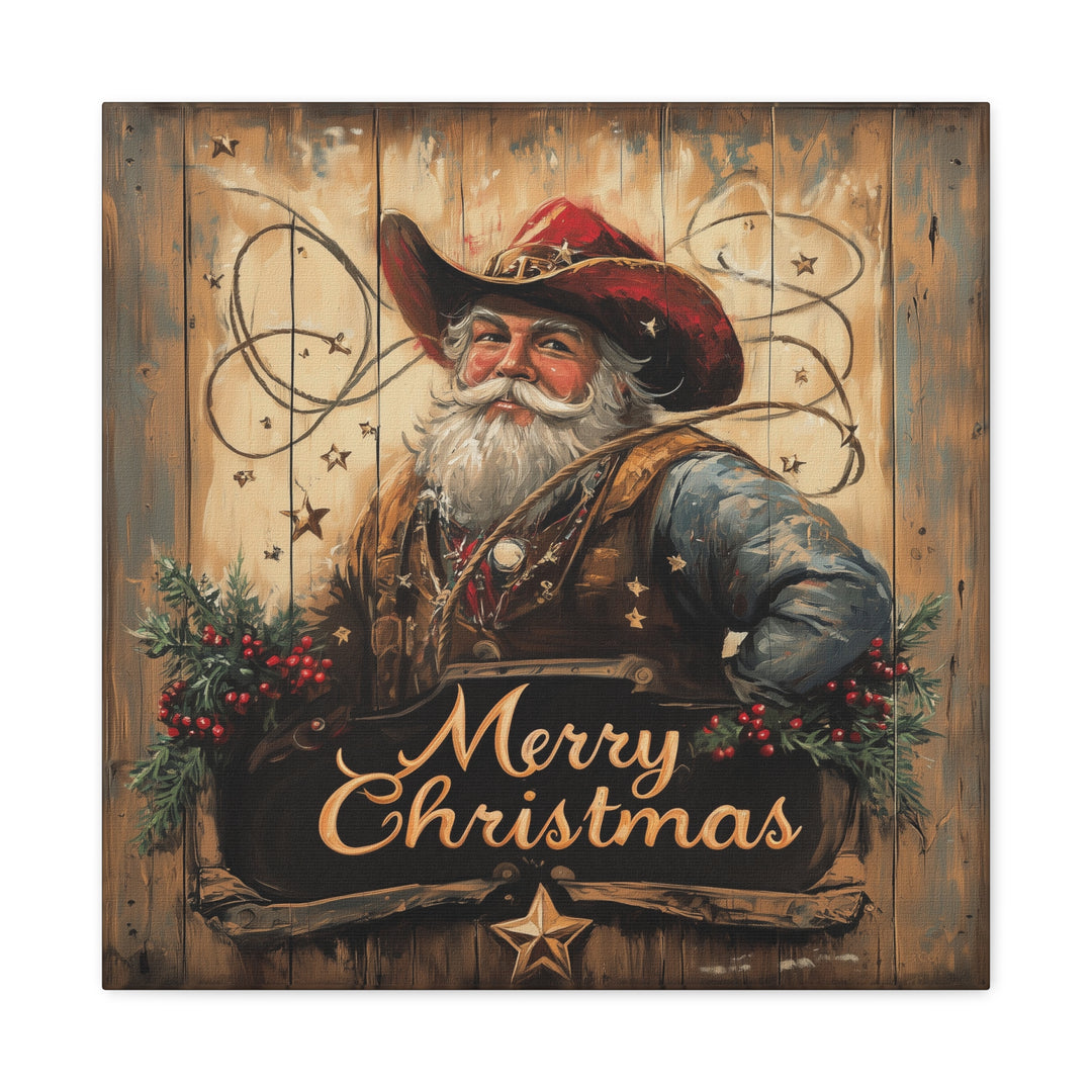 Lone Star Santa Canvas - Texas Cowboy Creations