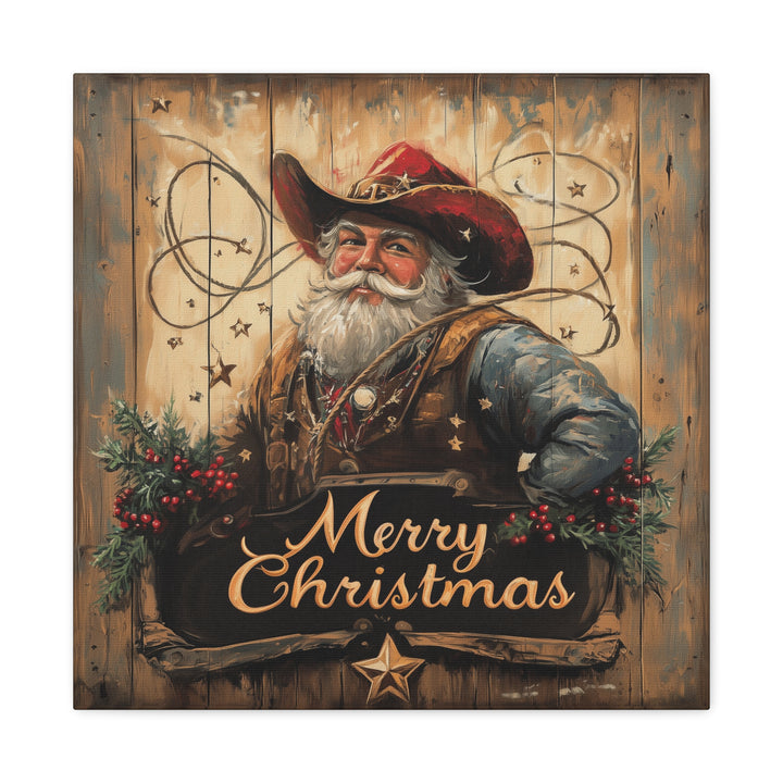 Lone Star Santa Canvas - Texas Cowboy Creations