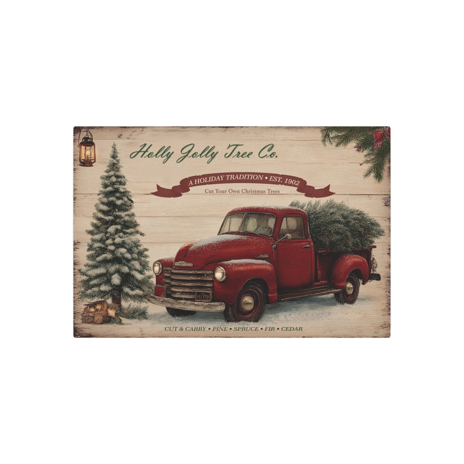 Holly Jolly Tree Co. | Holiday Metal Sign - Texas Cowboy Creations