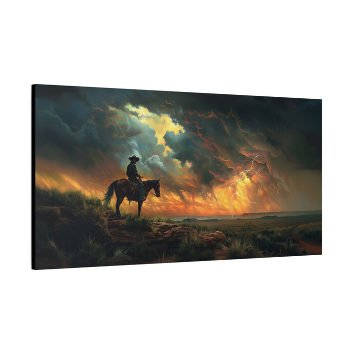 Cowboy’s Sunset Storm Horizontal Canvas - Texas Cowboy Creations