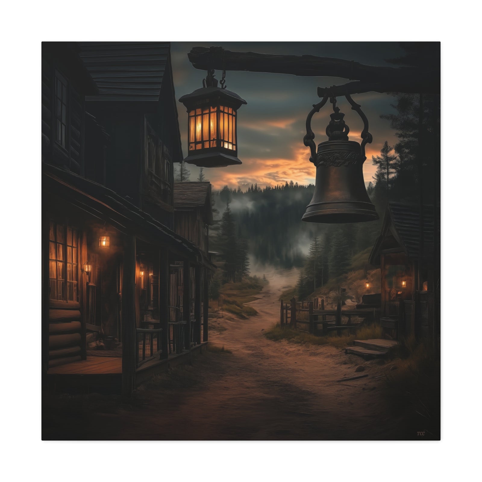Dusty Trails and Evening Bells - Square Canvas - Texas Cowboy Creations