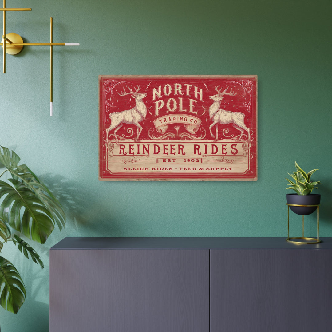North Pole Trading Co. – Reindeer Rides | Holiday Metal Sign correct - Texas Cowboy Creations