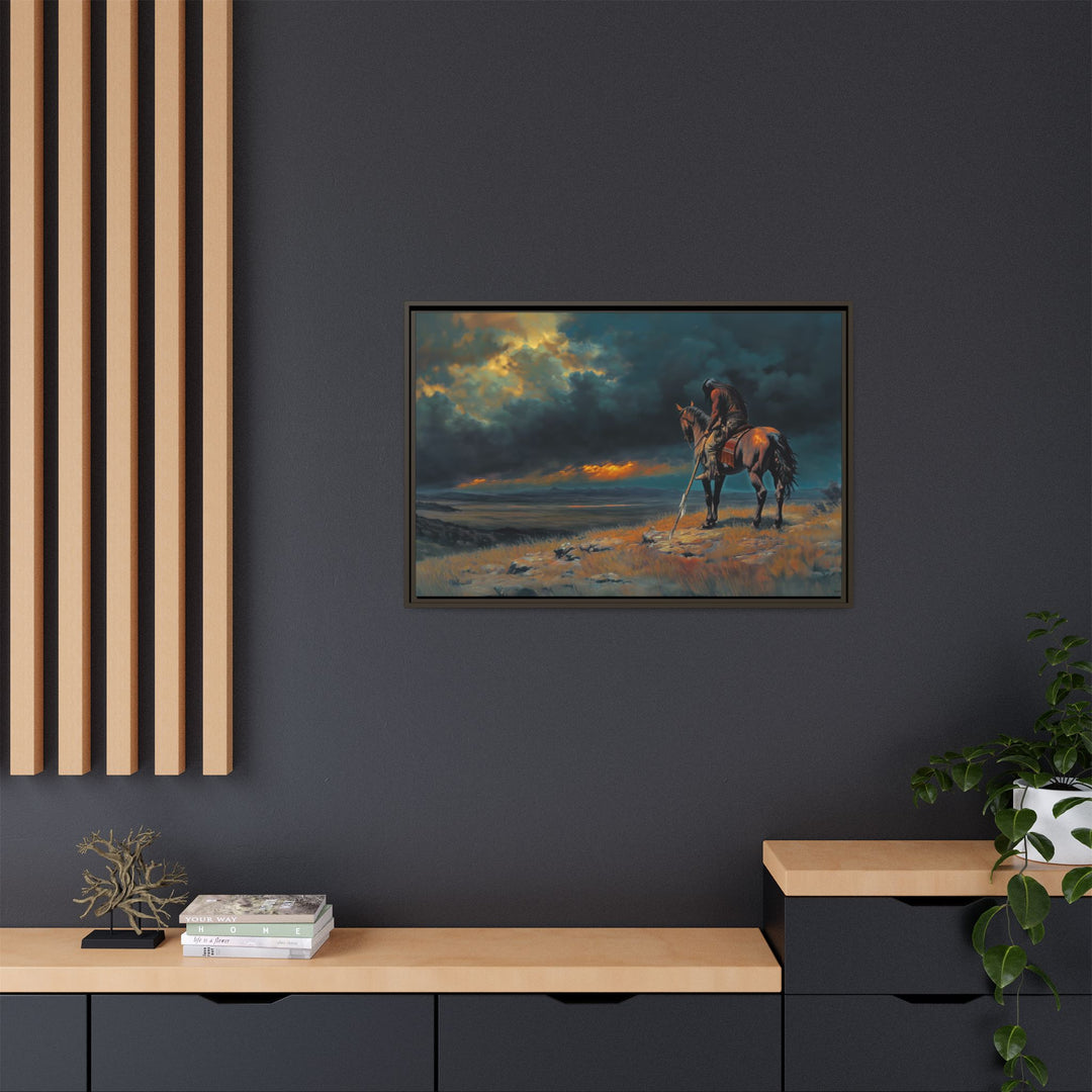 Warrior of the Dying Sun - Framed Horizontal - Texas Cowboy Creations