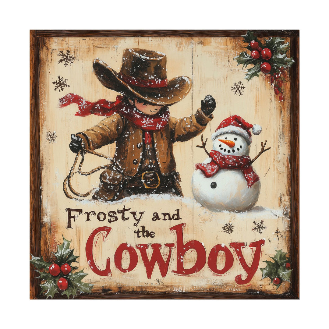 Frosty and the Cowboy | Western Christmas Fine Art Print