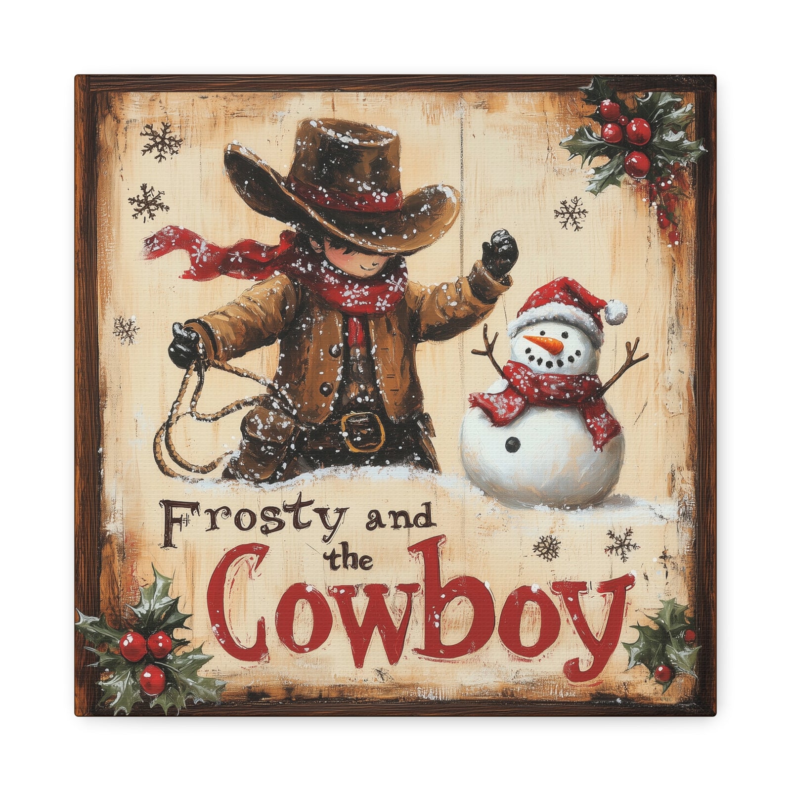 Frosty and the Cowboy  Canvas - Texas Cowboy Creations