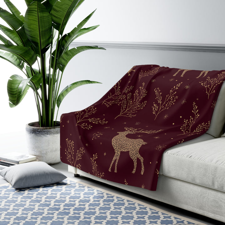 Frosted Reindeer Throw Sherpa Blanket