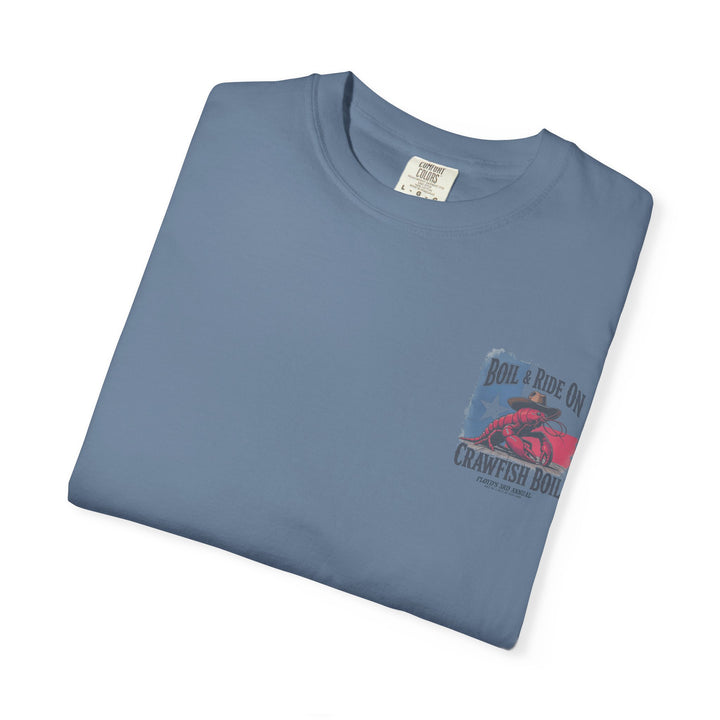 Boil & Ride On - Custom Crawfish Boil T-Shirt | Personalized Event Tee - Unisex T-Shirt - Texas Cowboy Creations