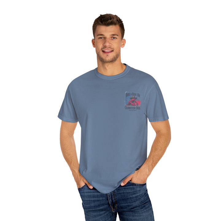 Boil & Ride On - Custom Crawfish Boil T-Shirt | Personalized Event Tee - Unisex T-Shirt - Texas Cowboy Creations
