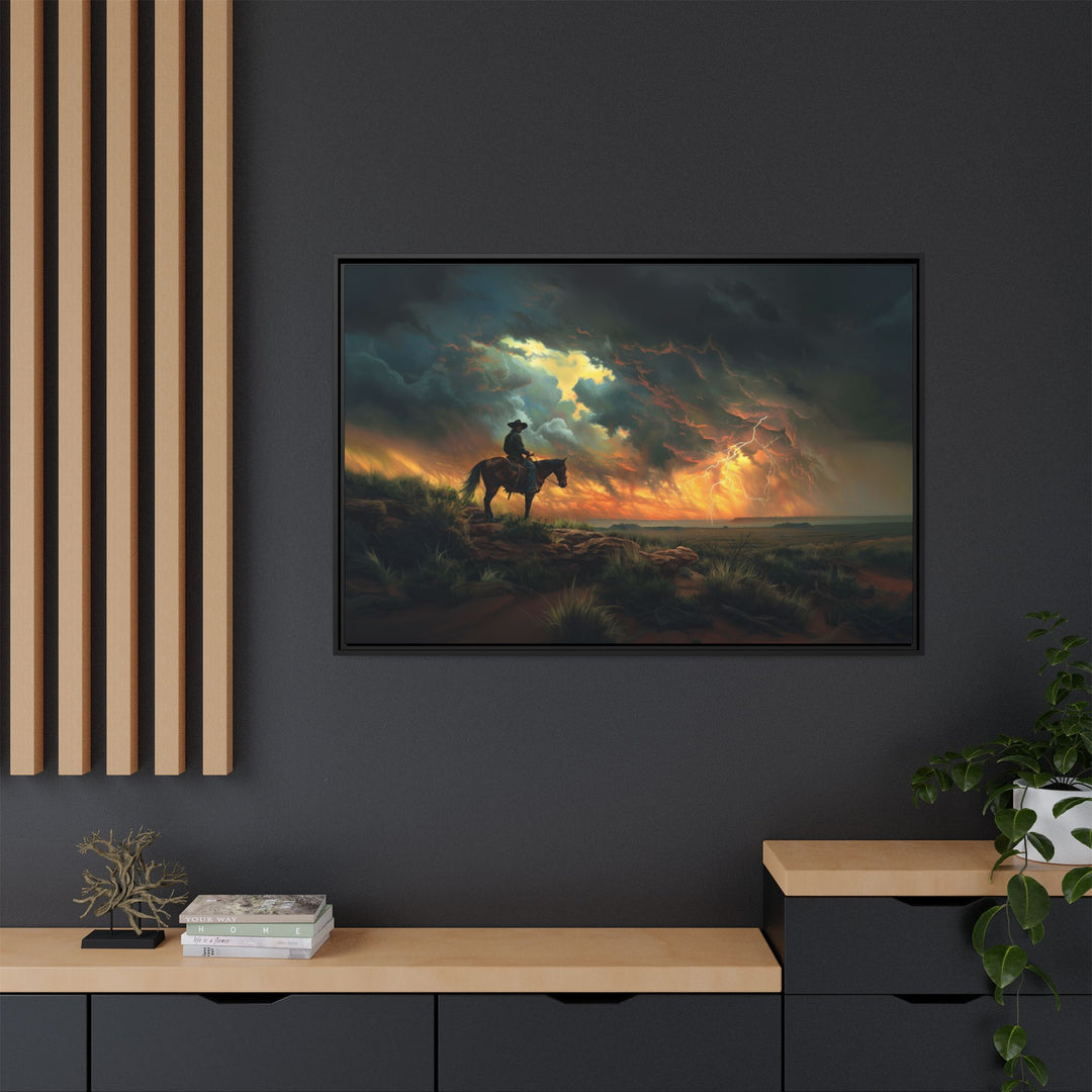 Cowboy’s Sunset Storm Framed Horizontal - Texas Cowboy Creations