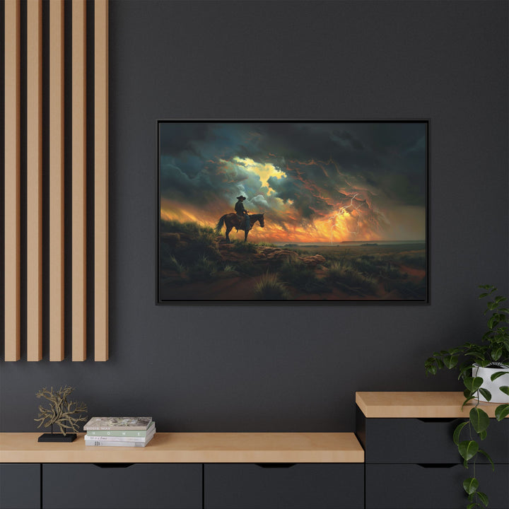 Cowboy’s Sunset Storm Framed Horizontal - Texas Cowboy Creations