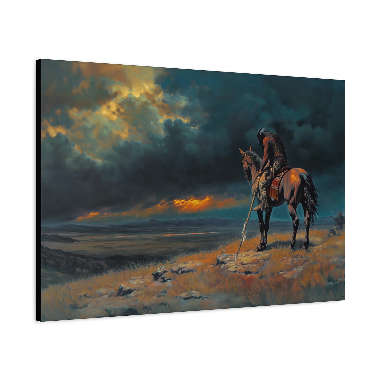 Warrior of the Dying Sun - Horizontal Canvas - Texas Cowboy Creations