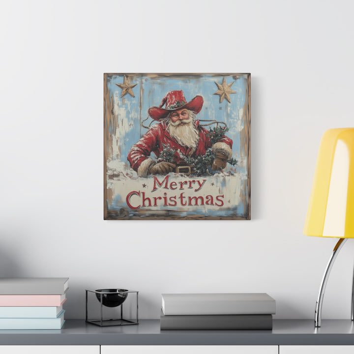 Cowboy Claus Merry Christmas Canvas - Texas Cowboy Creations