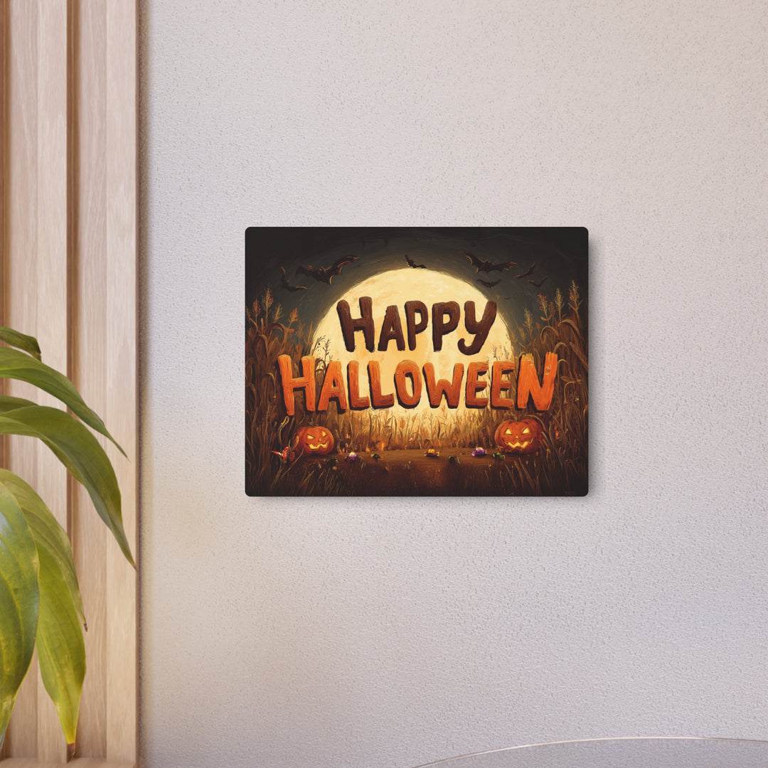 Smaller Halloween Pumpkin Moon | Rustic Metal Sign